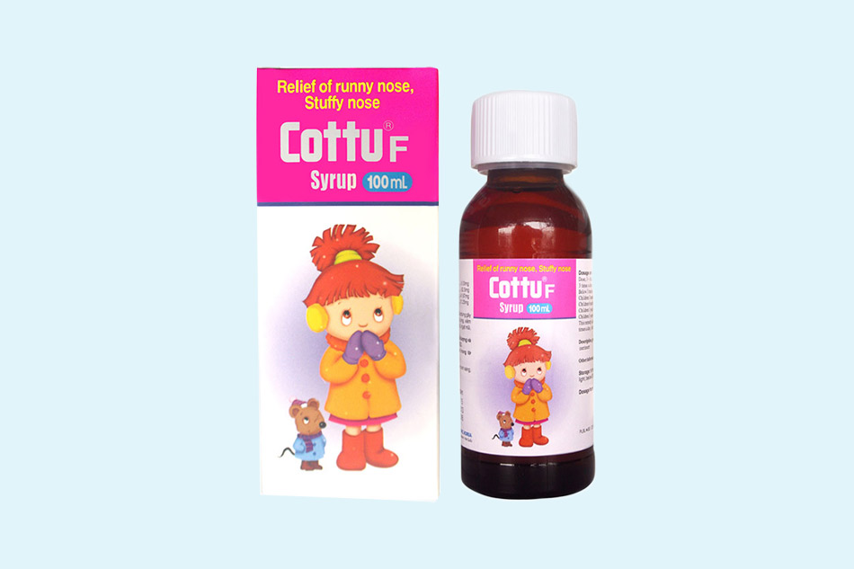 Hình ảnh hộp và chai Siro trị cảm cúm cho bé Cottu-F 100ml