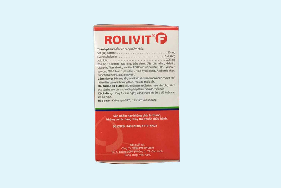 Hình ảnh mặt bên của hộp thuốc Rolivit