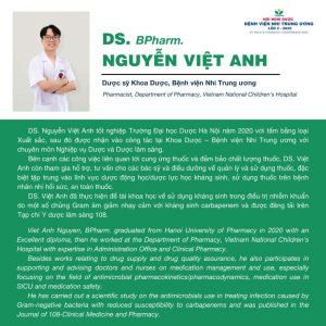 DS. Nguyễn Việt Anh - Khoa Dược, Bệnh viện Nhi Trung ương