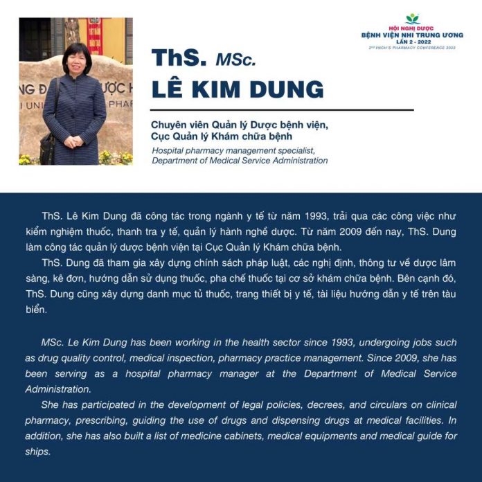 TS.MSc Lê Kim Dung - Chuyên viên Quản lý Dược bệnh viện, Cục Quản lý Khám chữa bệnh