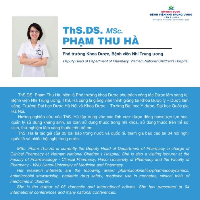 ThS.DS. Phạm Thu Hà - Khoa Dược, Bệnh viện Nhi Trung ương