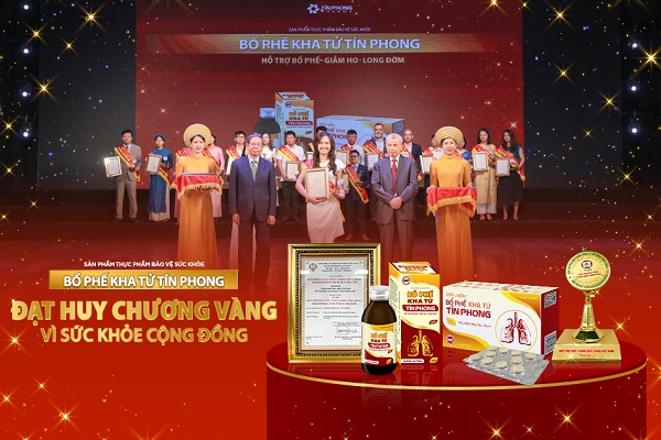 Bổ phế Kha tử Tín Phong nhận danh hiệu Sản phẩm vàng vì sức khỏe cộng đồng.