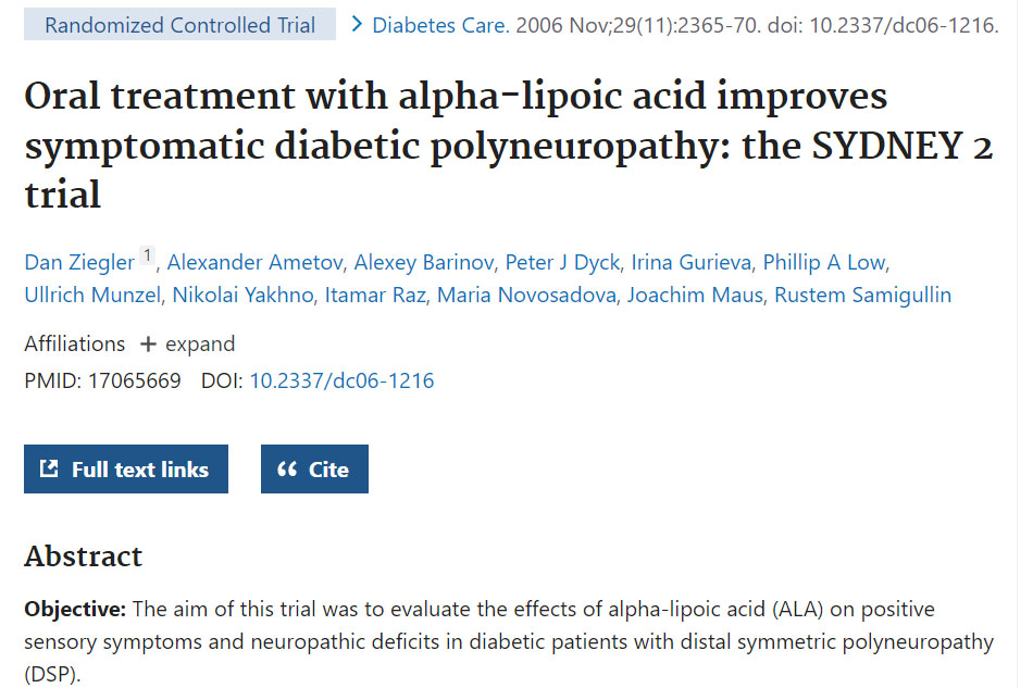 Điều trị bằng Alpha Lipoic Acid đường uống cải thiện bệnh đa dây thần kinh do đái tháo đường